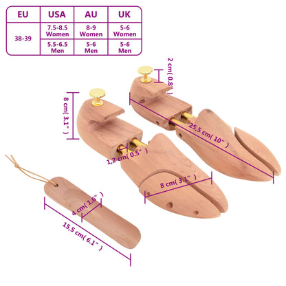 Allarga Scarpe con Calzascarpe EU 38-39 Legno Massello Cedro