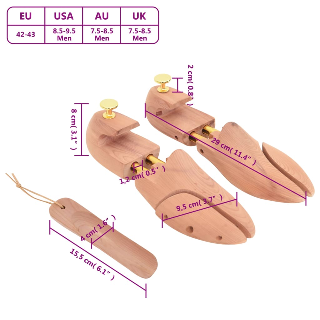 Allarga Scarpe con Calzascarpe EU 42-43 Legno Massello Cedro