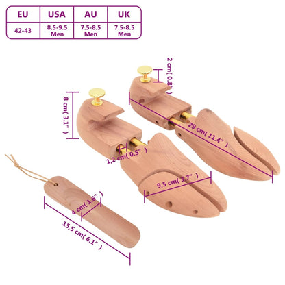 Allarga Scarpe con Calzascarpe EU 42-43 Legno Massello Cedro