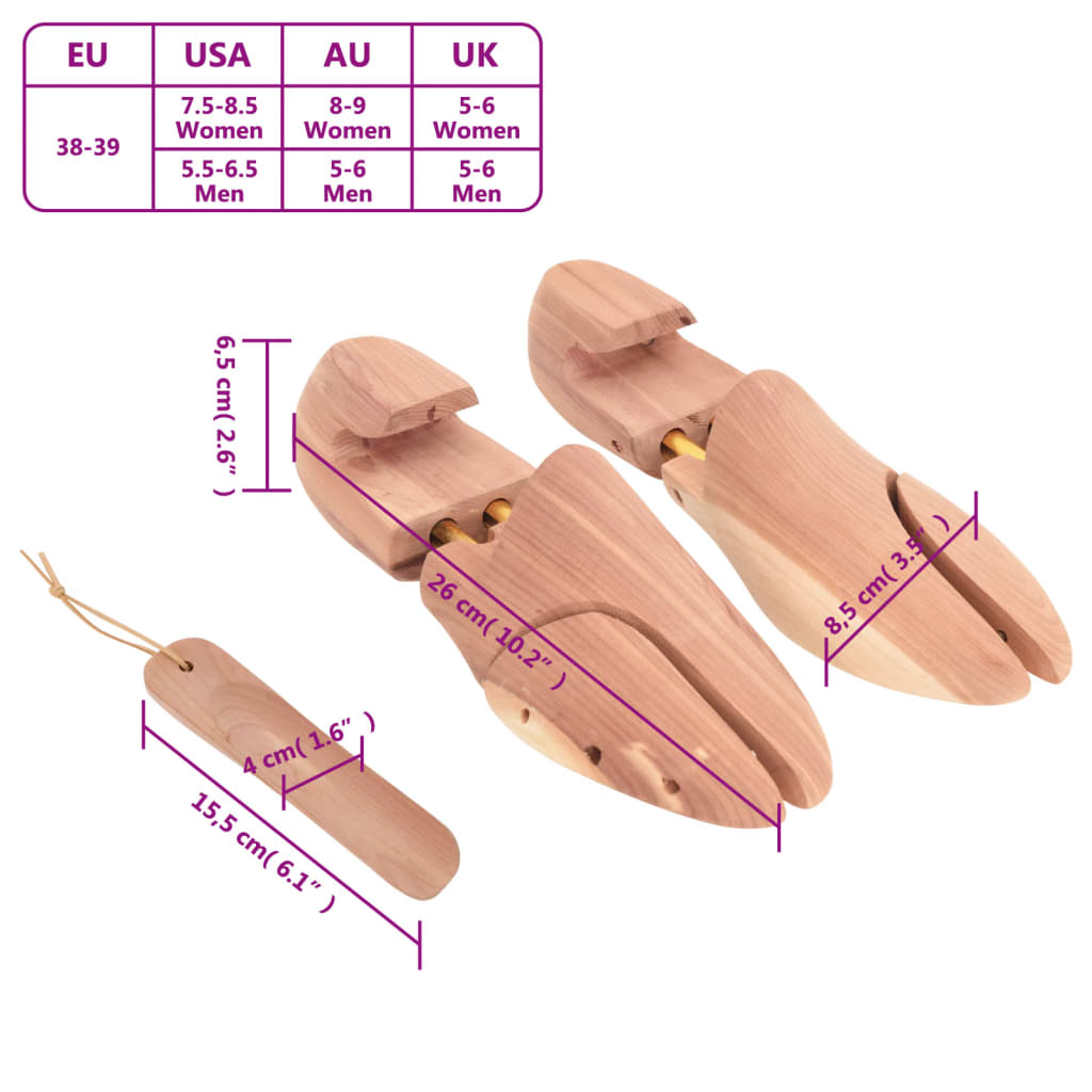 Allarga Scarpe con Calzascarpe EU 38-39 Legno Massello Cedro