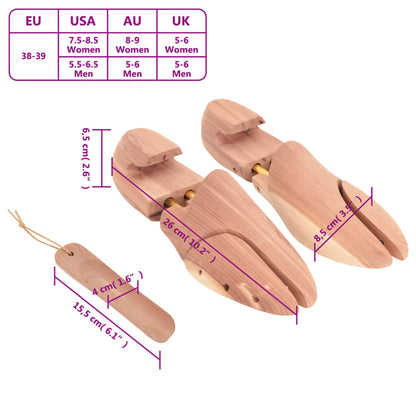 Allarga Scarpe con Calzascarpe EU 38-39 Legno Massello Cedro