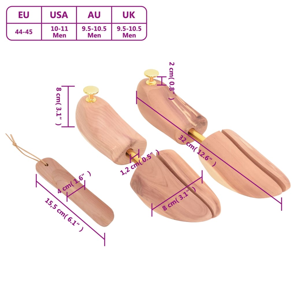 Allarga Scarpe con Calzascarpe EU 44-45 Legno Massello Cedro