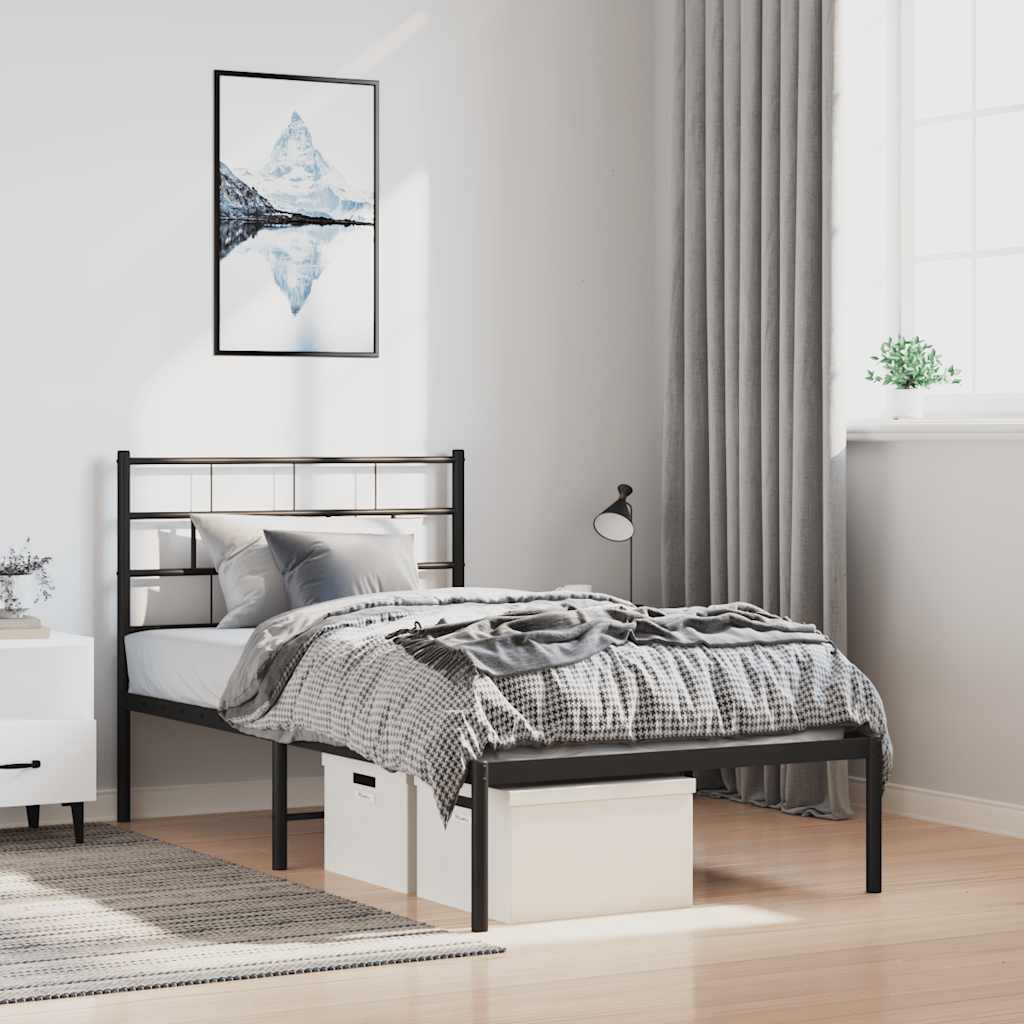 Giroletto con Testiera in Metallo Nero 100x190 cm | homemem39