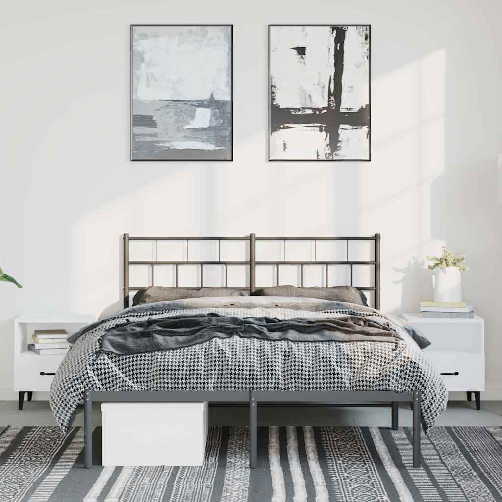 Giroletto con Testiera in Metallo Nero 135x190 cm
