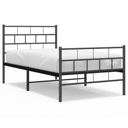 Giroletto con Testiera e Pediera Metallo Nero 90x190 cm | homemem39