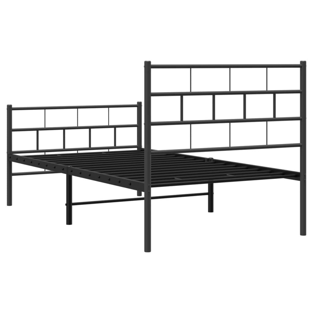 Giroletto con Testiera e Pediera Metallo Nero 90x190 cm | homemem39