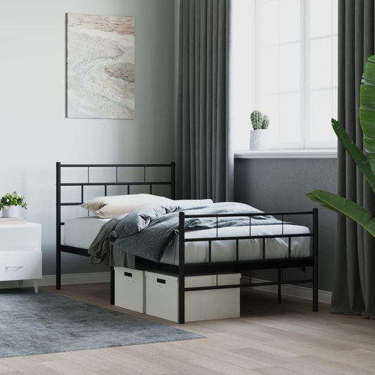 Giroletto con Testiera e Pediera Metallo Nero 90x190 cm | homemem39