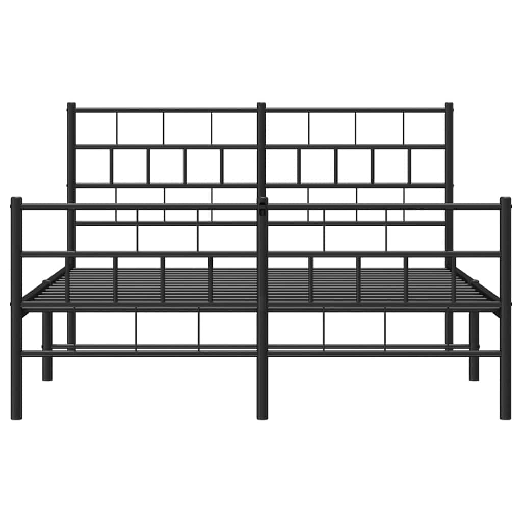 Giroletto con Testiera e Pediera Metallo Nero 135x190 cm | homemem39