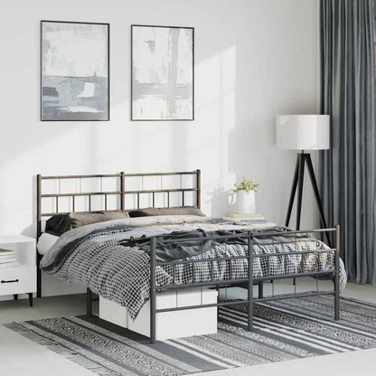 Giroletto con Testiera e Pediera Metallo Nero 135x190 cm | homemem39