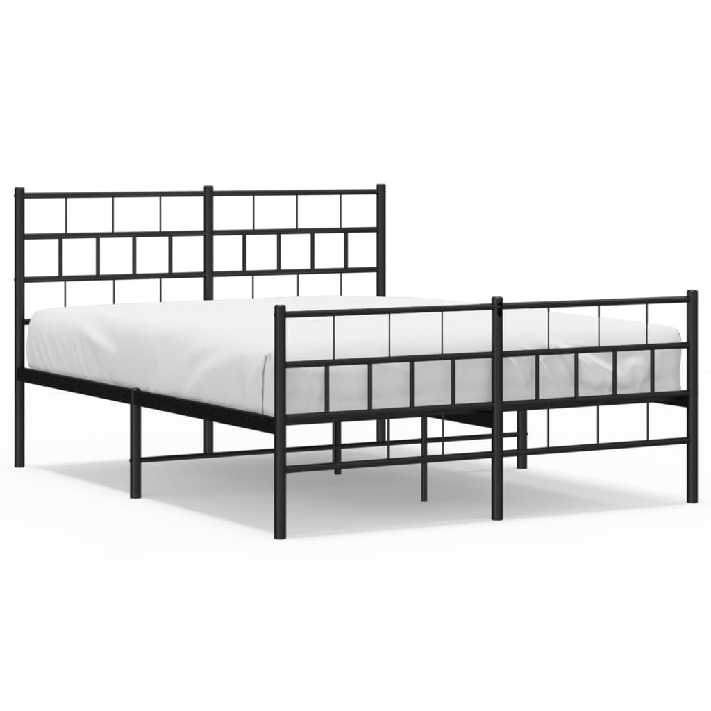 Giroletto con Testiera e Pediera Metallo Nero 140x190 cm | homemem39