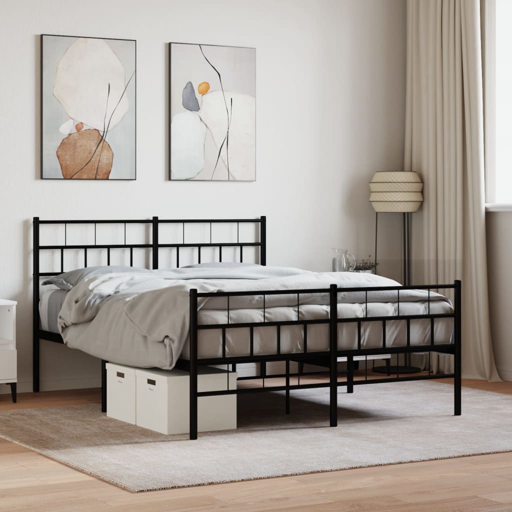 Giroletto con Testiera e Pediera Metallo Nero 140x190 cm | homemem39