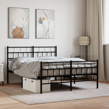 Giroletto con Testiera e Pediera Metallo Nero 140x190 cm | homemem39