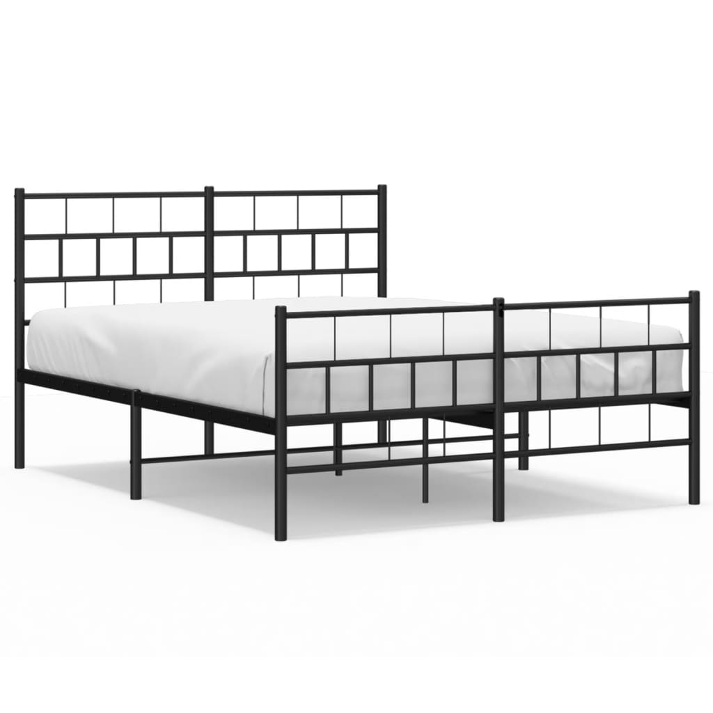 Giroletto con Testiera e Pediera Metallo Nero 140x200 cm | homemem39