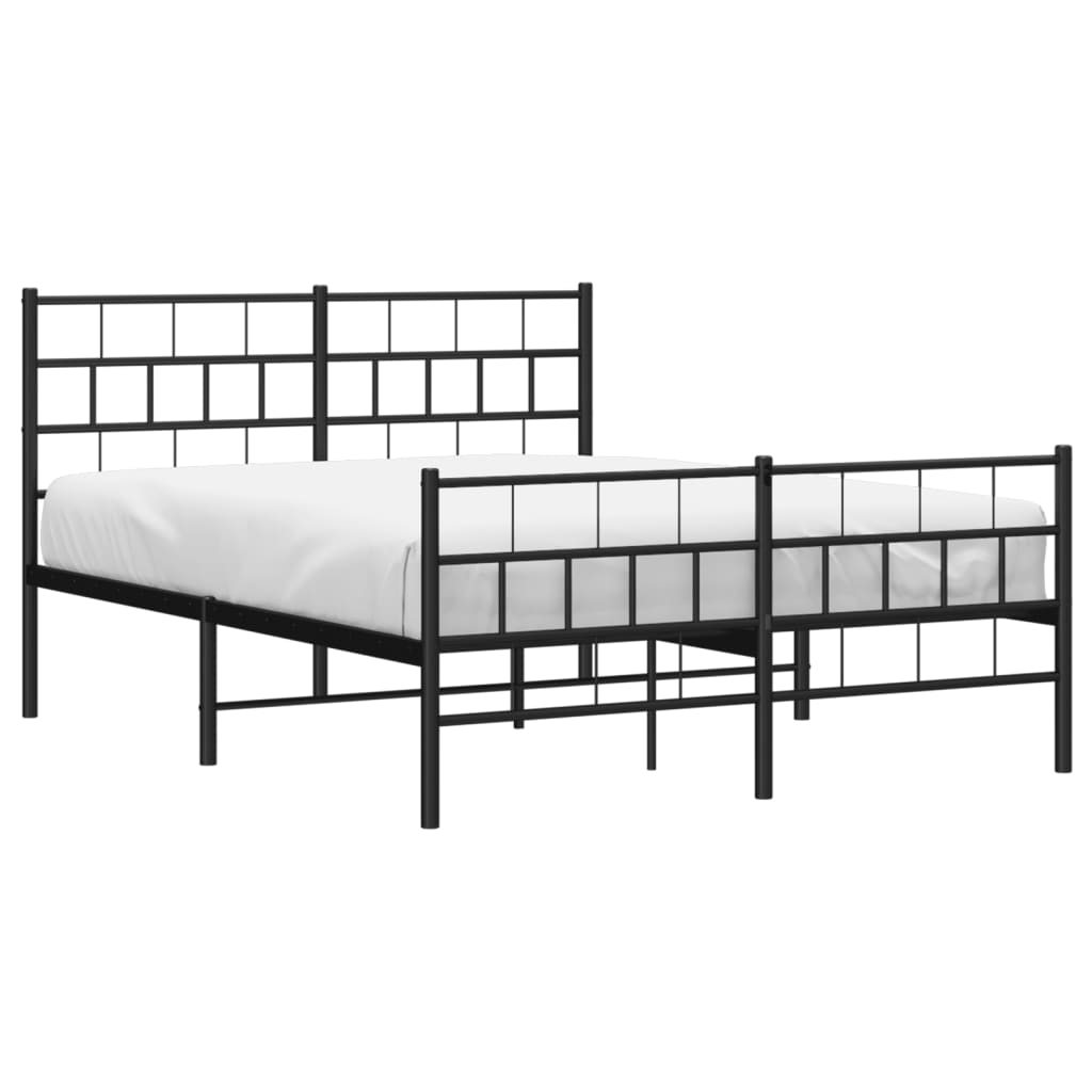 Giroletto con Testiera e Pediera Metallo Nero 140x200 cm | homemem39