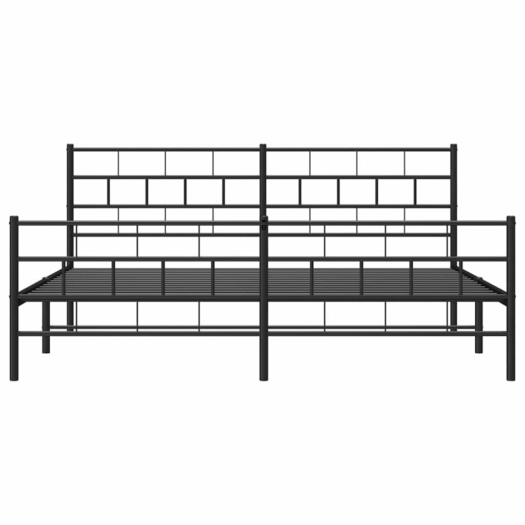 Giroletto con Testiera e Pediera Metallo Nero 183x213 cm