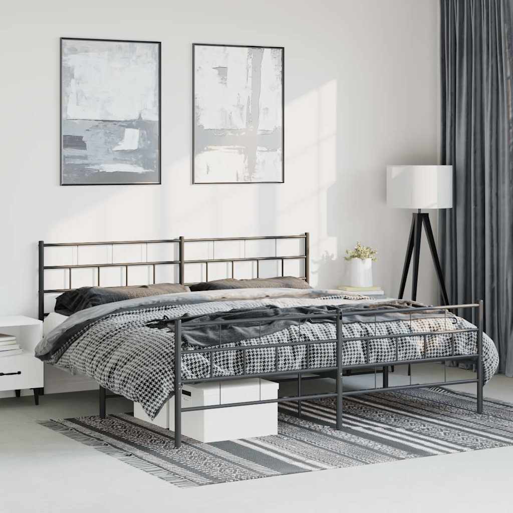 Giroletto con Testiera e Pediera Metallo Nero 183x213 cm