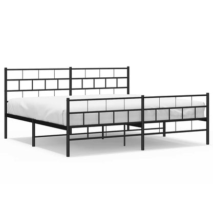 Giroletto con Testiera e Pediera Metallo Nero 193x203 cm | homemem39