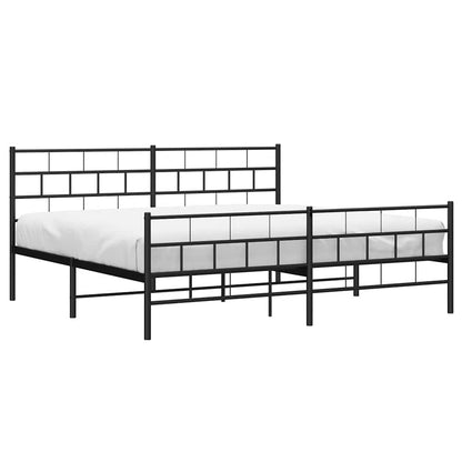 Giroletto con Testiera e Pediera Metallo Nero 193x203 cm | homemem39