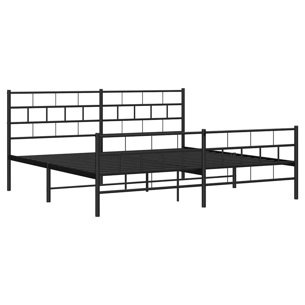 Giroletto con Testiera e Pediera Metallo Nero 193x203 cm | homemem39