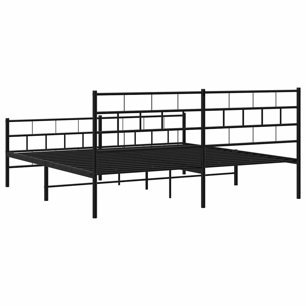Giroletto con Testiera e Pediera Metallo Nero 193x203 cm | homemem39