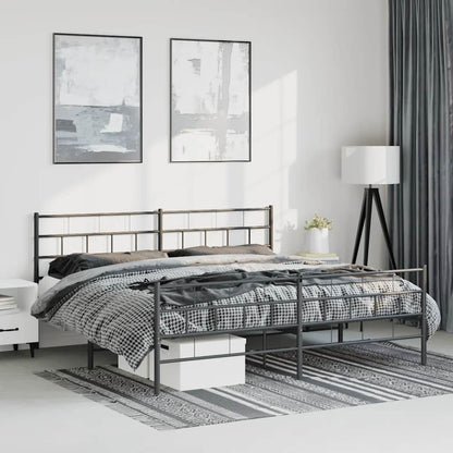 Giroletto con Testiera e Pediera Metallo Nero 193x203 cm | homemem39