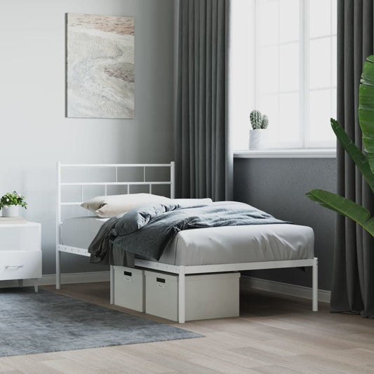Giroletto senza Materaso con Testiera Metallo Bianco 75x190 cm | homemem39