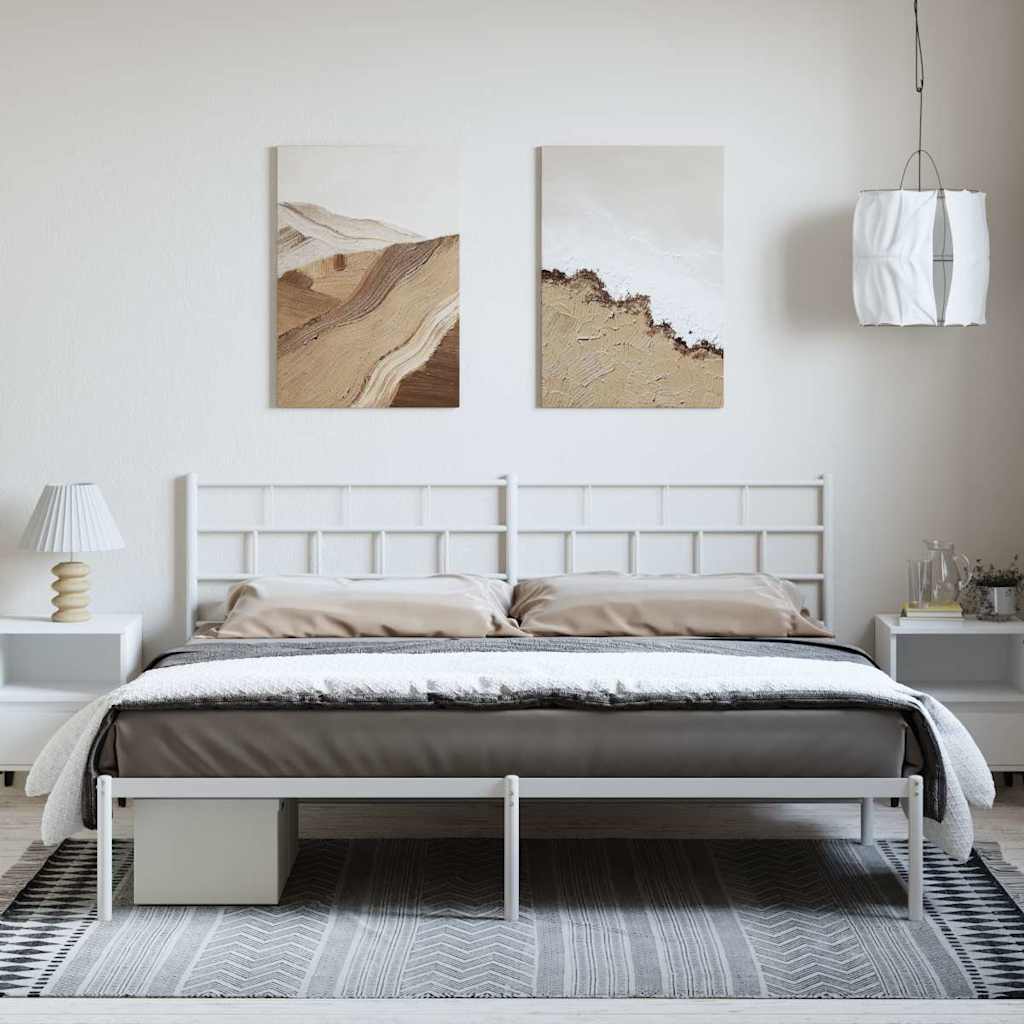Giroletto con Testiera Metallo Bianco 193x203 cm