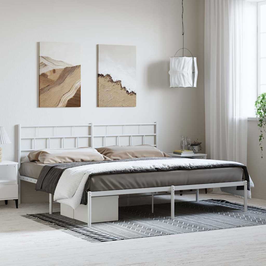 Giroletto con Testiera Metallo Bianco 193x203 cm