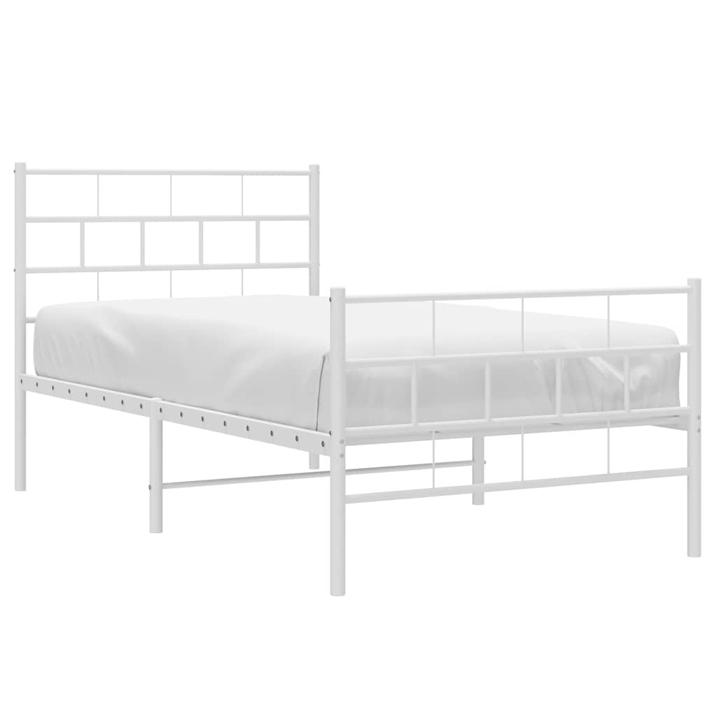 Giroletto con Testiera e Pediera Metallo Bianco 100x200 cm | homemem39