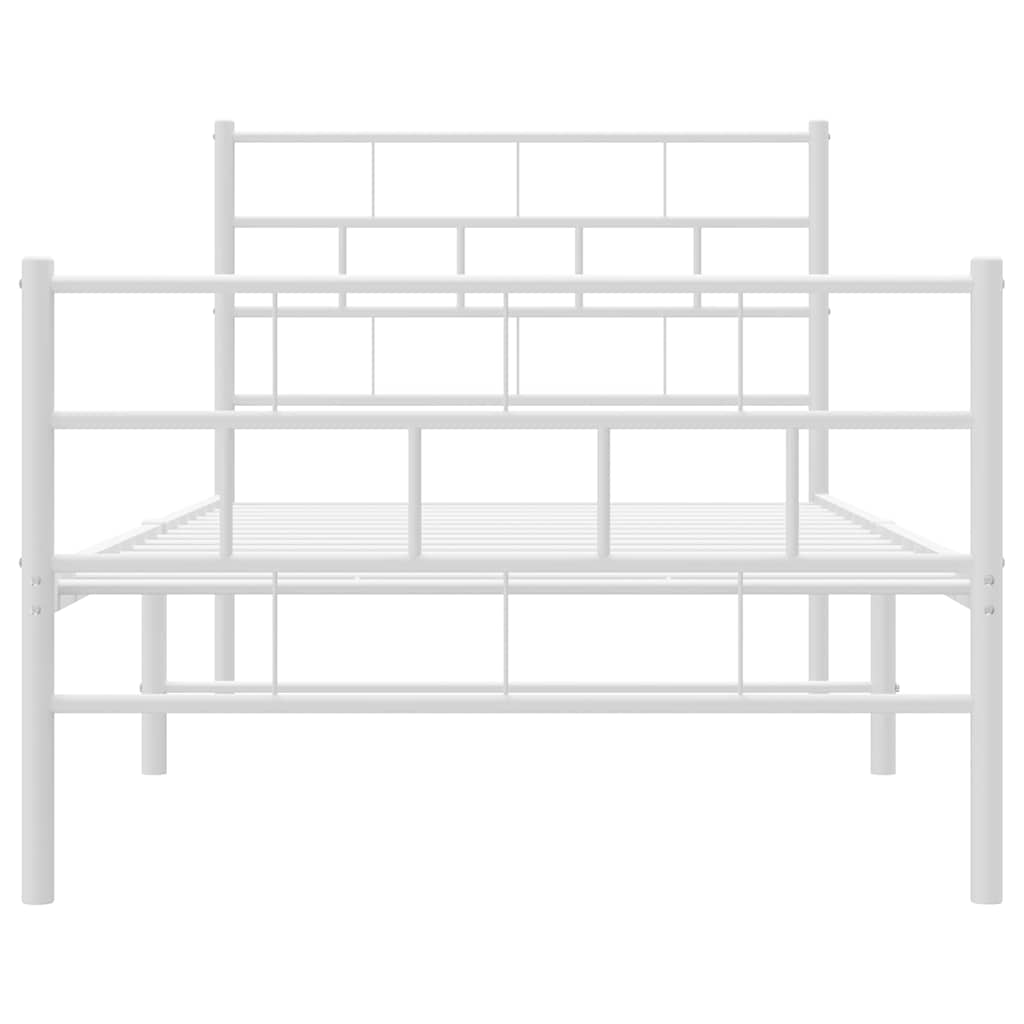 Giroletto con Testiera e Pediera Metallo Bianco 100x200 cm | homemem39