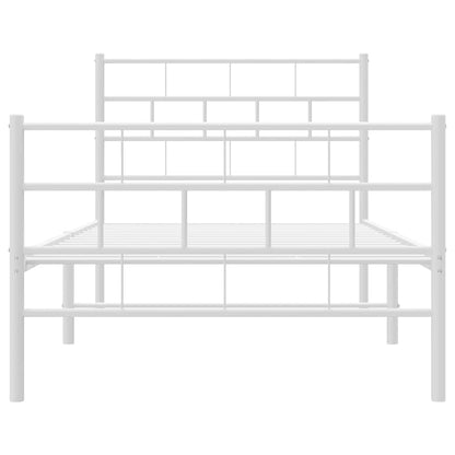 Giroletto con Testiera e Pediera Metallo Bianco 100x200 cm | homemem39