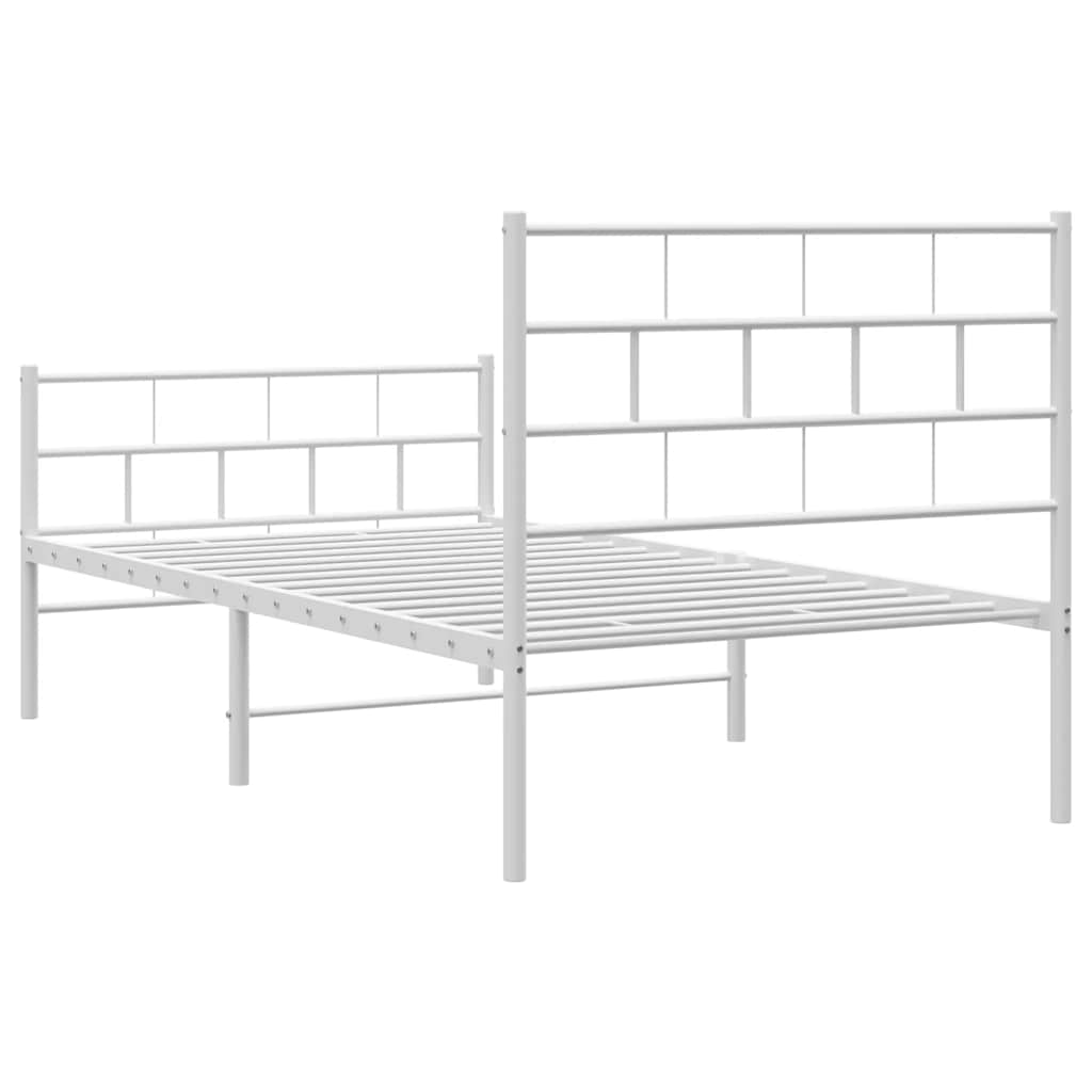 Giroletto con Testiera e Pediera Metallo Bianco 100x200 cm | homemem39