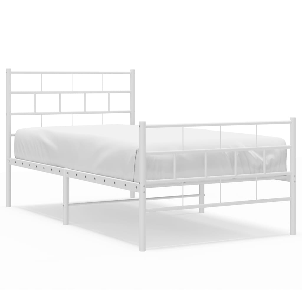 Giroletto con Testiera e Pediera Metallo Bianco 107x203 cm | homemem39