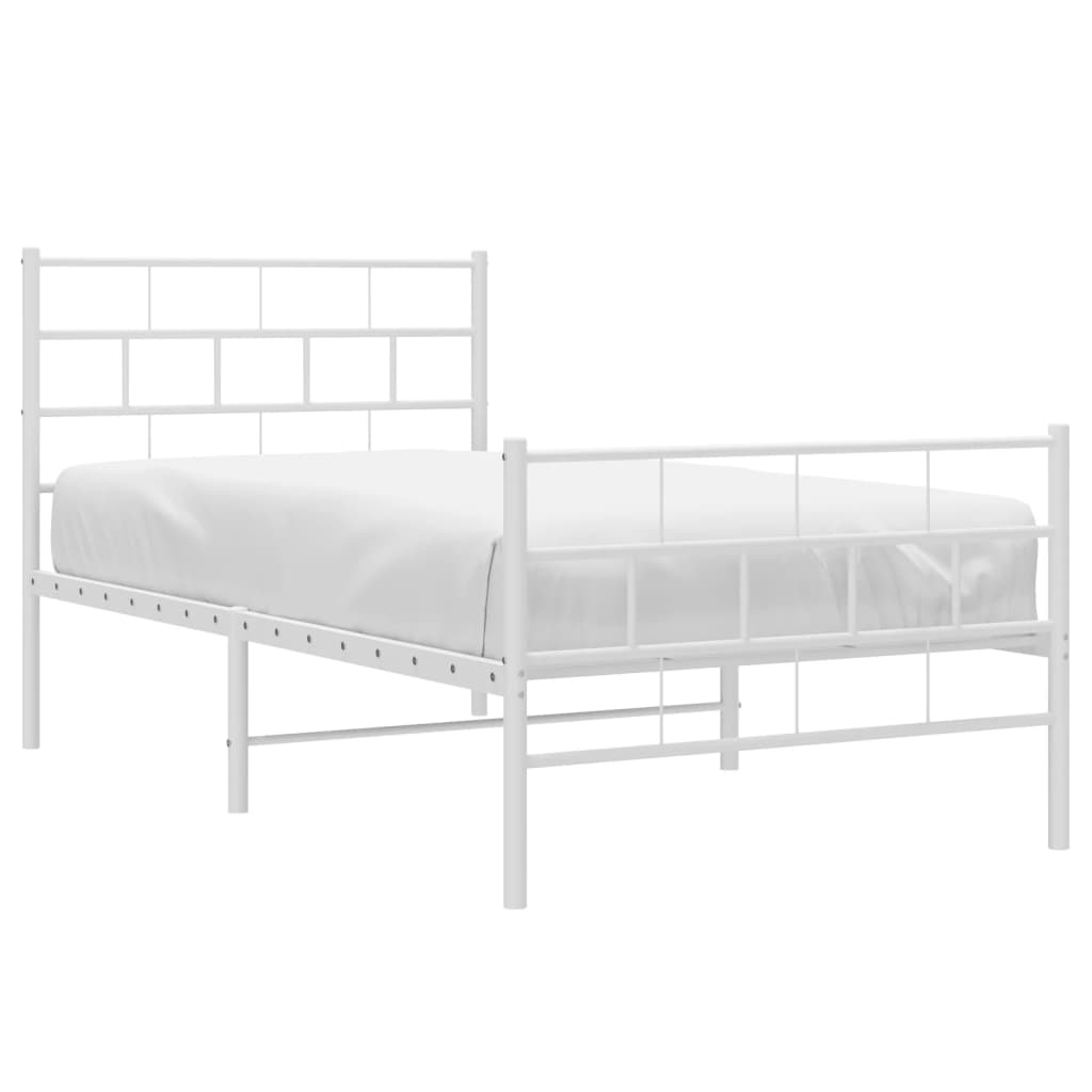 Giroletto con Testiera e Pediera Metallo Bianco 107x203 cm | homemem39