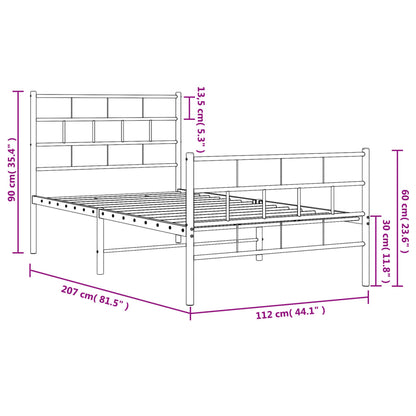 Giroletto con Testiera e Pediera Metallo Bianco 107x203 cm | homemem39