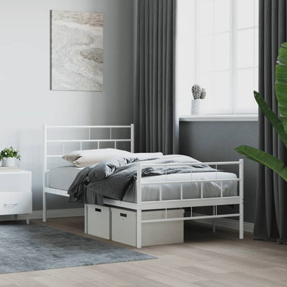 Giroletto con Testiera e Pediera Metallo Bianco 107x203 cm | homemem39