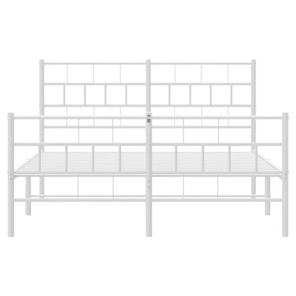 Giroletto con Testiera e Pediera Metallo Bianco 135x190 cm