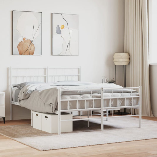 Giroletto con Testiera e Pediera Metallo Bianco 140x190 cm | homemem39