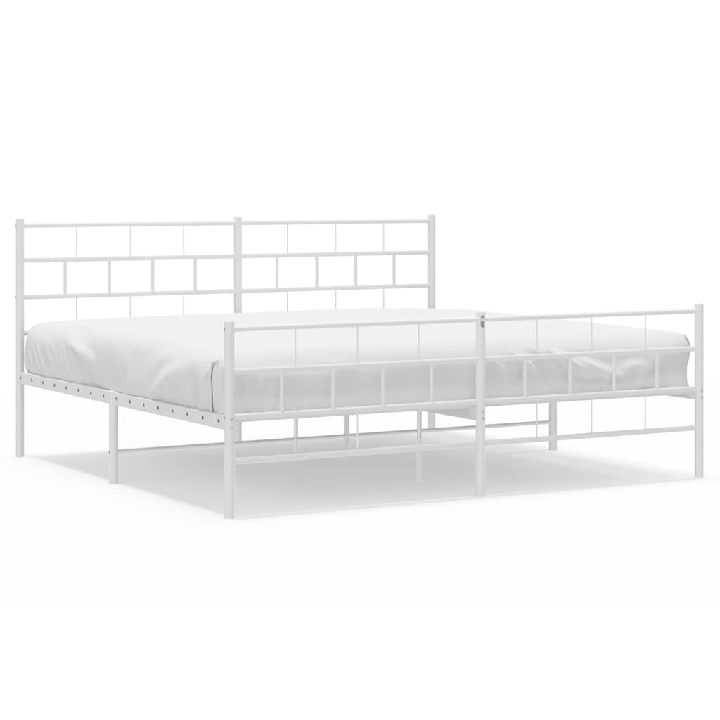 Giroletto con Testiera e Pediera Metallo Bianco 183x213 cm | homemem39