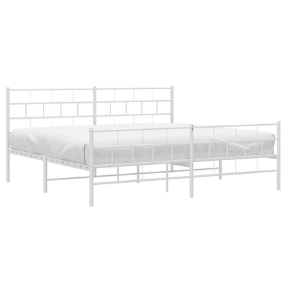 Giroletto con Testiera e Pediera Metallo Bianco 183x213 cm | homemem39