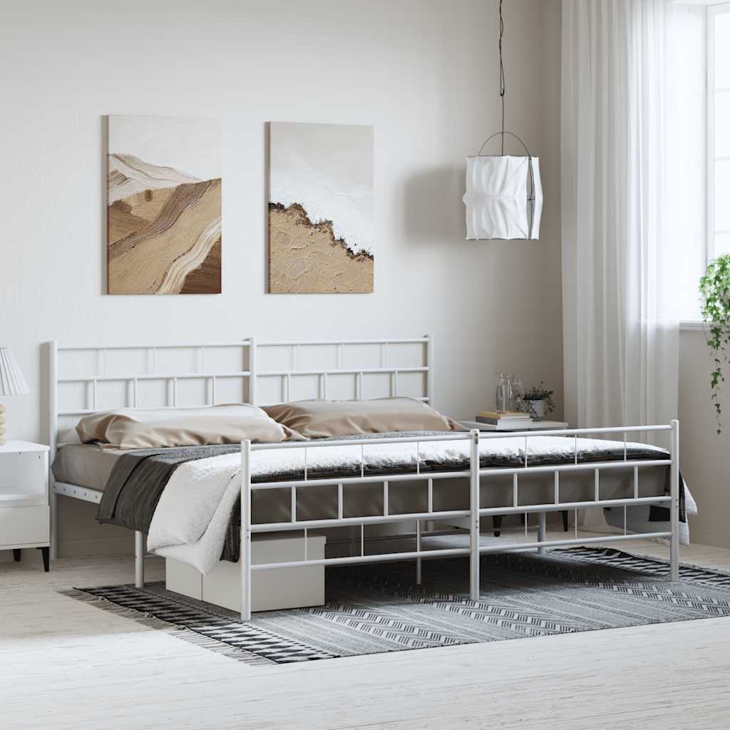 Giroletto con Testiera e Pediera Metallo Bianco 183x213 cm | homemem39