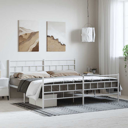 Giroletto con Testiera e Pediera Metallo Bianco 183x213 cm | homemem39