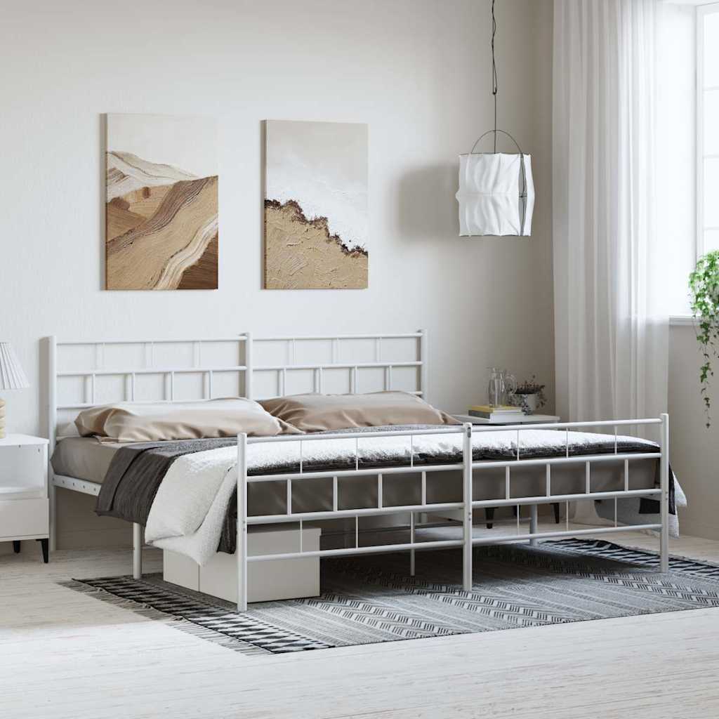 Giroletto con Testiera e Pediera Metallo Bianco 183x213 cm