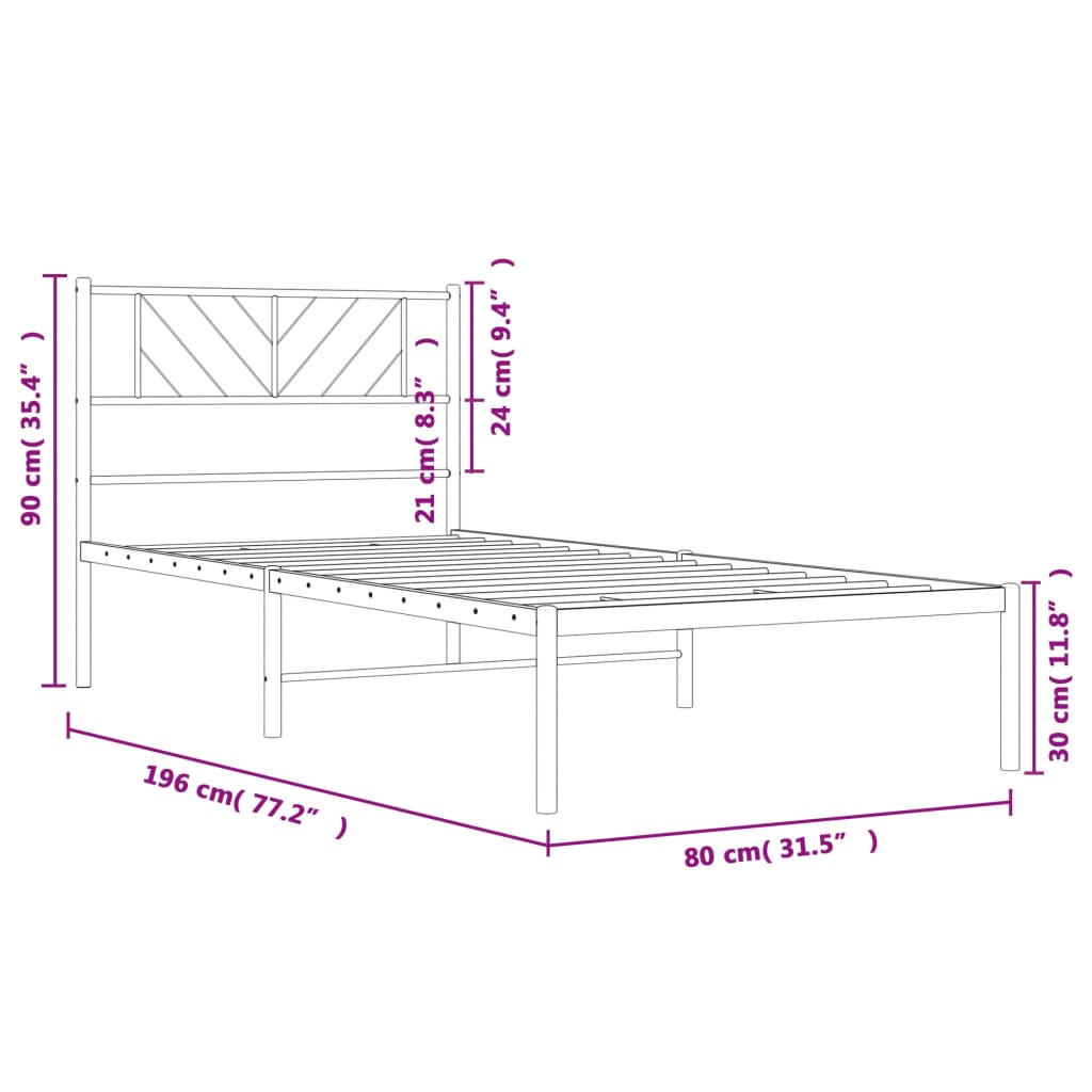 Giroletto con Testiera in Metallo Nero 75x190 cm | homemem39