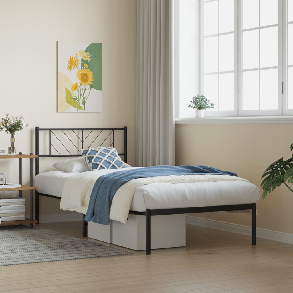 Giroletto con Testiera in Metallo Nero 75x190 cm | homemem39