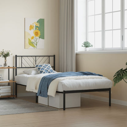 Giroletto con Testiera in Metallo Nero 75x190 cm | homemem39