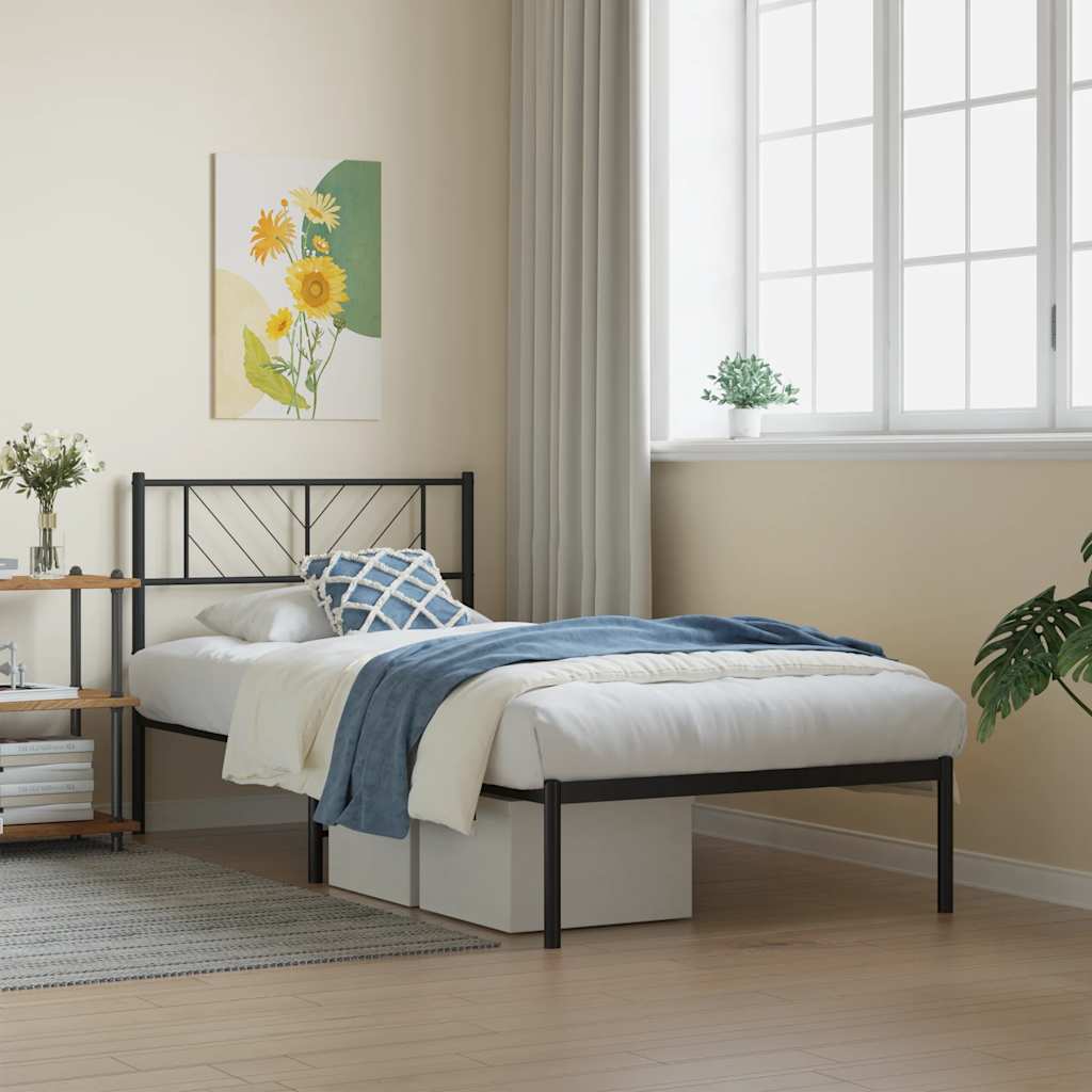 Giroletto con Testiera in Metallo Nero 107x203 cm | homemem39