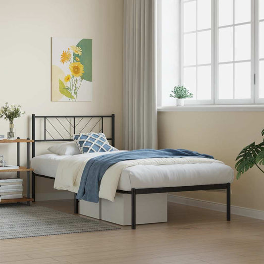 Giroletto con Testiera in Metallo Nero 107x203 cm | homemem39