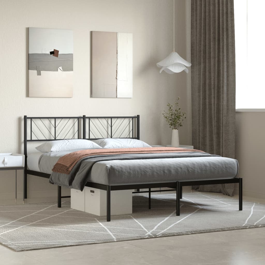 Giroletto con Testiera in Metallo Nero 120x190 cm | homemem39