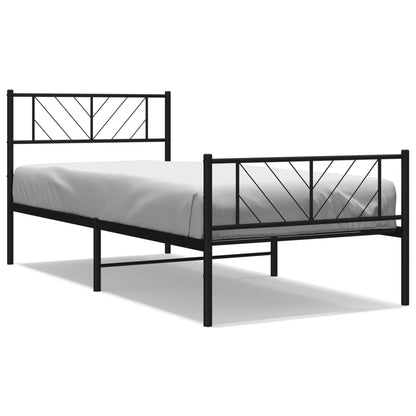 Giroletto con Testiera e Pediera Metallo Nero 90x190 cm | homemem39